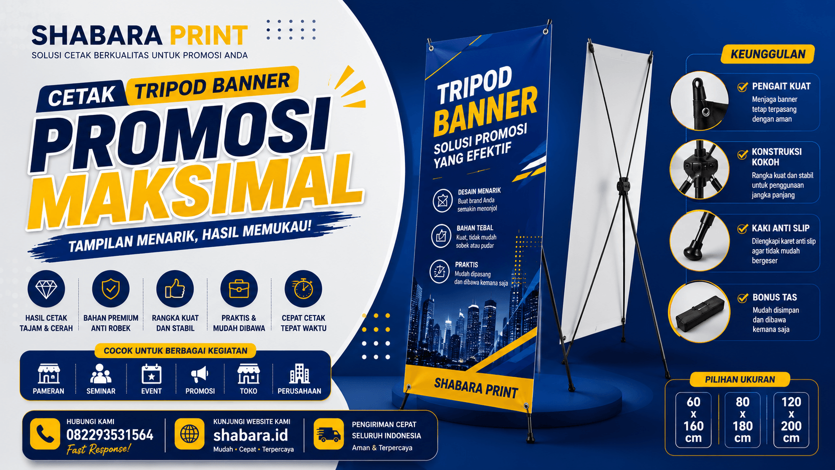 Cetak Tripod Banner Online Murah di Grogol, Hasil Berkualitas 1 Hari Jadi