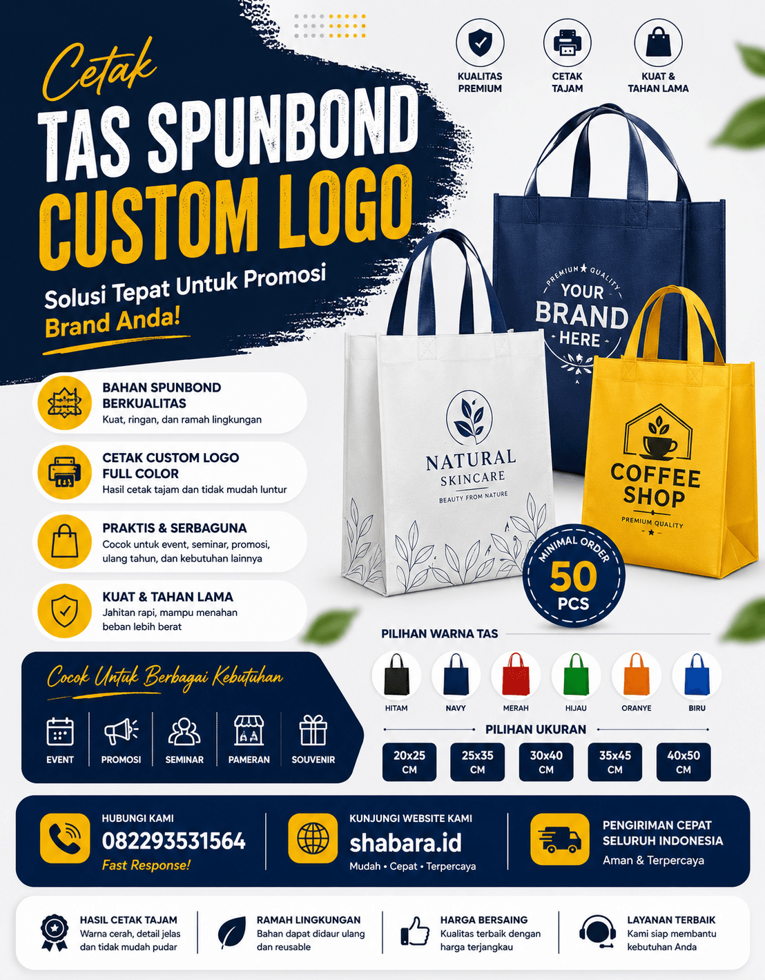 Cetak Tas Spunbond Custom Logo di Kalideres – Harga Murah, Kualitas Terbaik