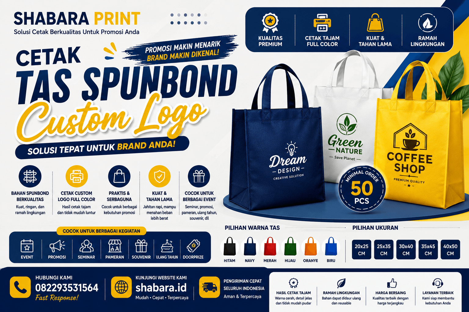 Cetak Goodie Bag Spunbond Custom Logo Murah di Tangerang Kota – Bisa Satuan & Partai Besar