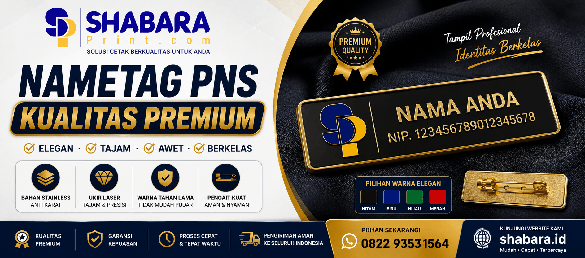 Jasa Cetak Nametag PNS No.1 – Material Premium, Hasil Rapi & Harga Kompetitif