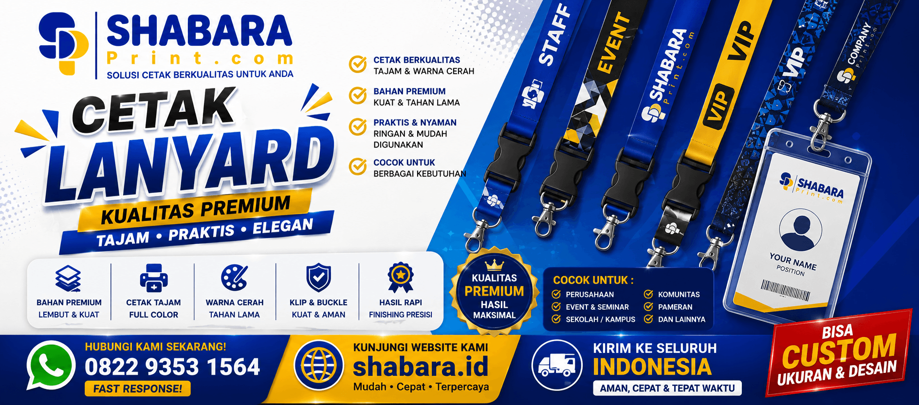 Cetak Lanyard Custom Berkualitas untuk Perusahaan, Event dan ID Card di Kali Anyar, Jakarta Barat